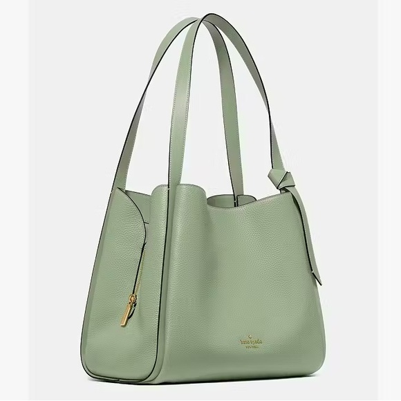 ♠️Kate Spade New York Knott Pebbled Leather Large Shoulder Bag, Balsam Green NWT - Picture 2 of 5